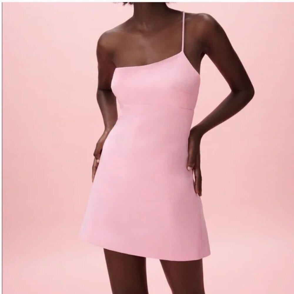 Zara Pink Asymmetric Dress Blogger Favorite Size M NEW WITH TAG! - Picture 5 of 7